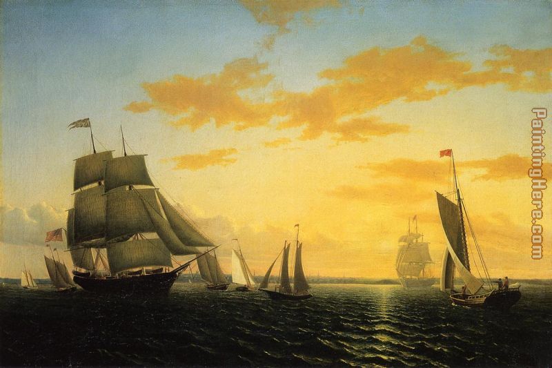 New Bedford Harbor at Sunset painting - William Bradford New Bedford Harbor at Sunset art painting